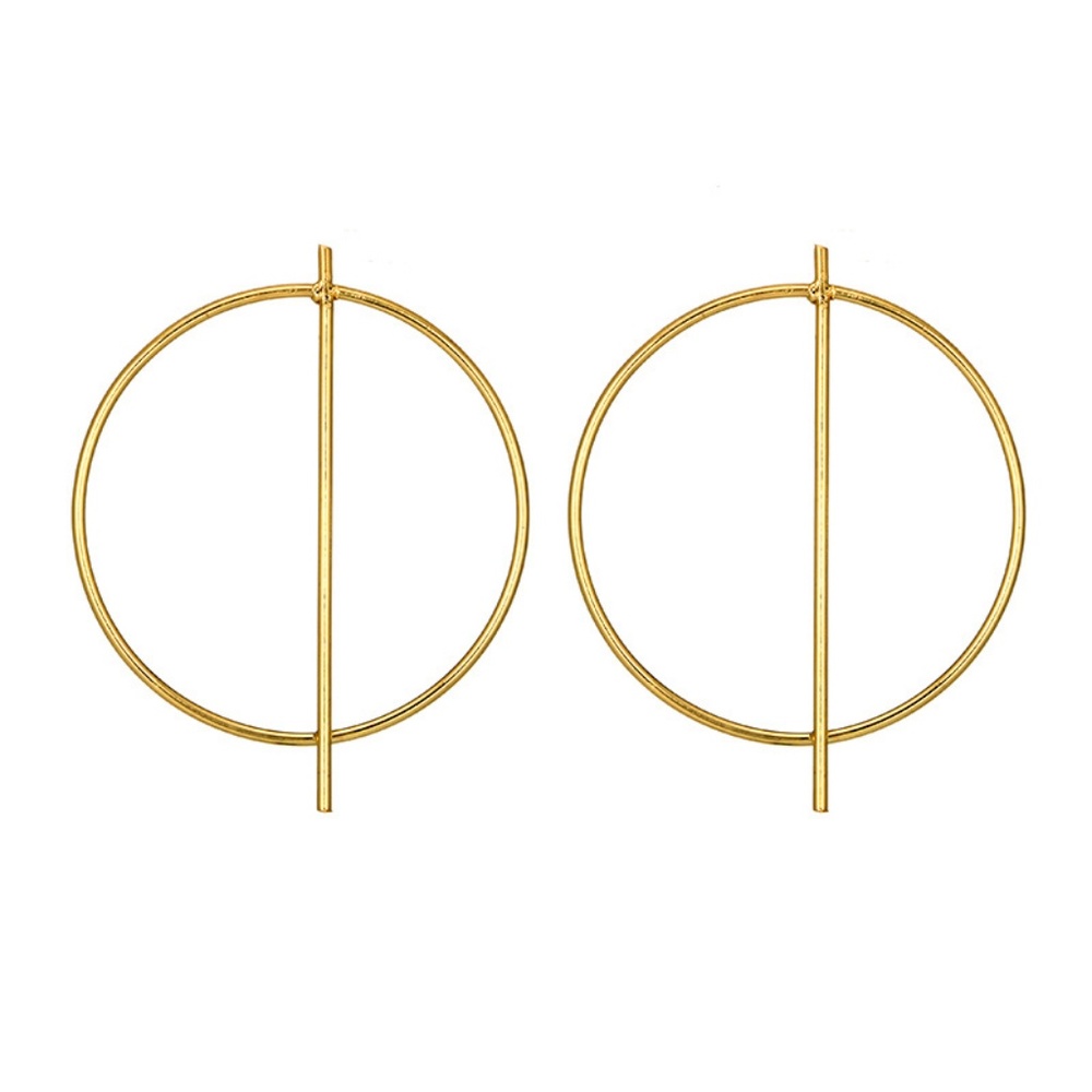 Unique Design//Circle Minimalist Hoop Earrings - Picture 3 of 7